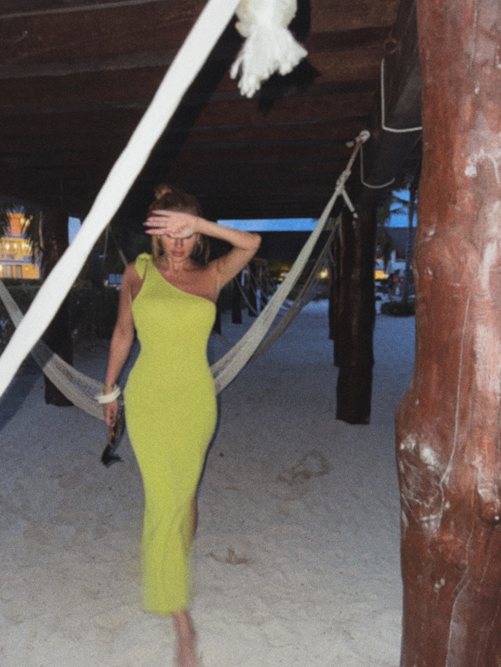 One-Shoulder Lime Green Bodycon Dress